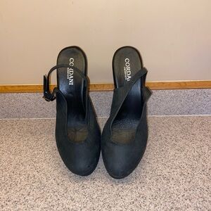 Cordani black platform slingback shoes